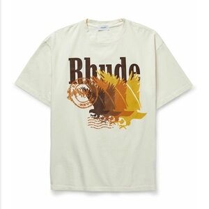 Rhude Postage Eagle Tee in Vintage White Mens Large